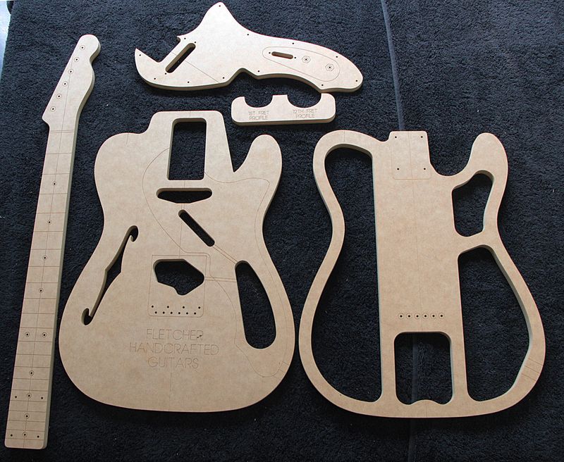 Telecaster Thinline guitar template set in 12 mm MDF
