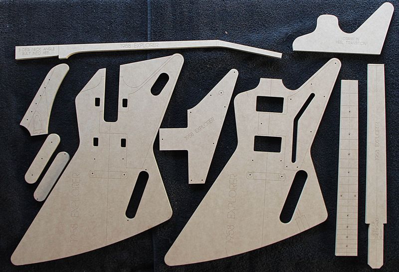 1958 Explorer guitar template set in 12 mm MDF