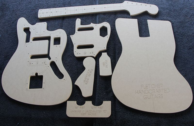 Jaguar offset guitar template set in 12 mm MDF